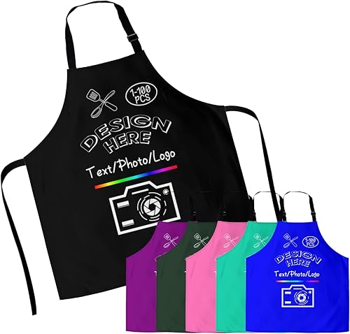 Delantal personalizado para mujeres y hombres, haz tu propio nombre, foto personalizado, delantal de cocina de chef, 1-100 piezas delantales de