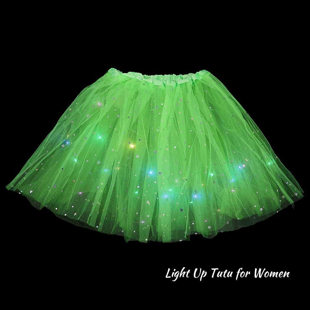 DRESBE Light Up Tutu Skirt Glow Party Tutus Valentine's Day Mardi Gras Rave Neon LED Tulle Tutu for Women - Image 6