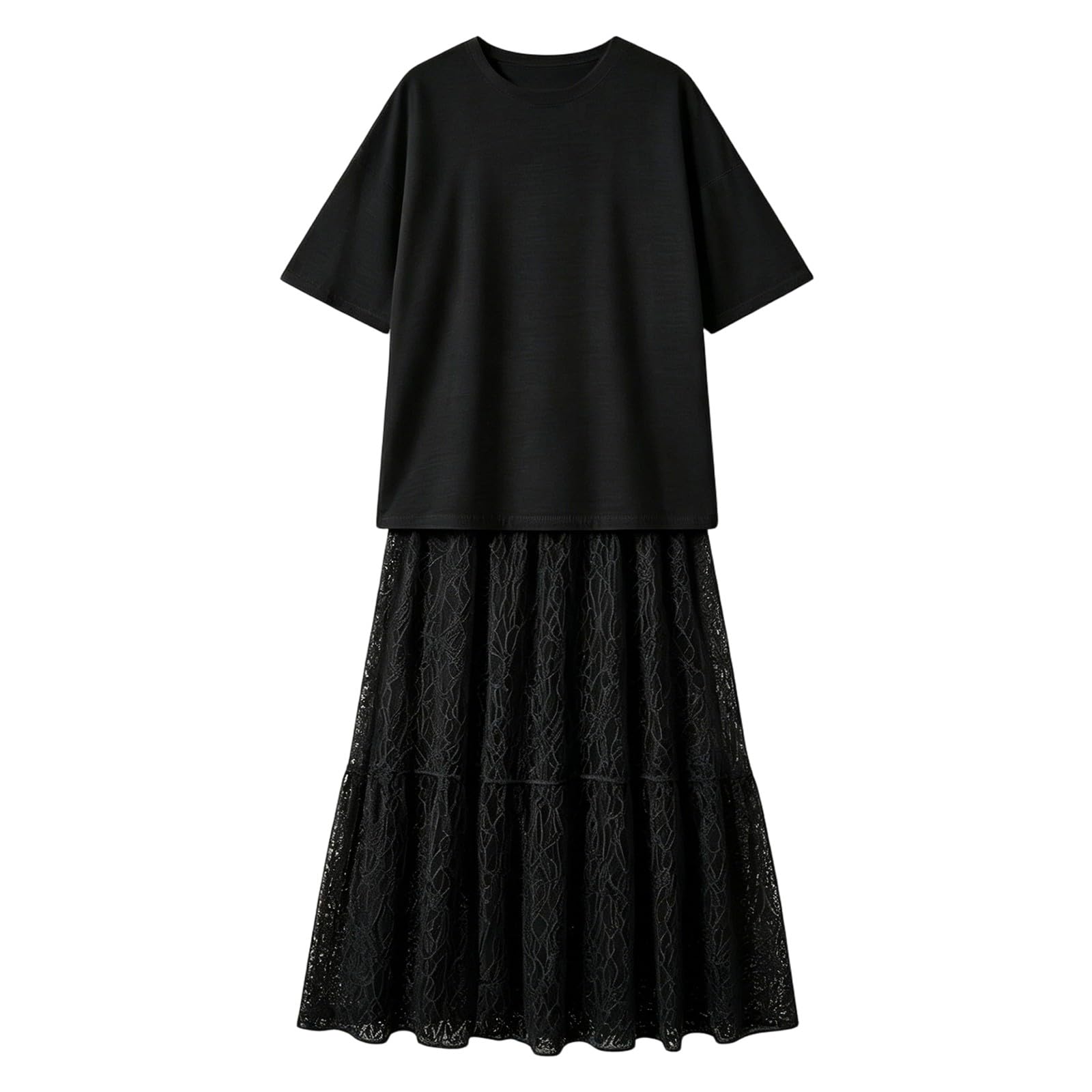 Vestido Informal de Encaje de Manga Larga, Corte Holgado, Estilo Bohemio Veraniego, Ideal para la Playa.