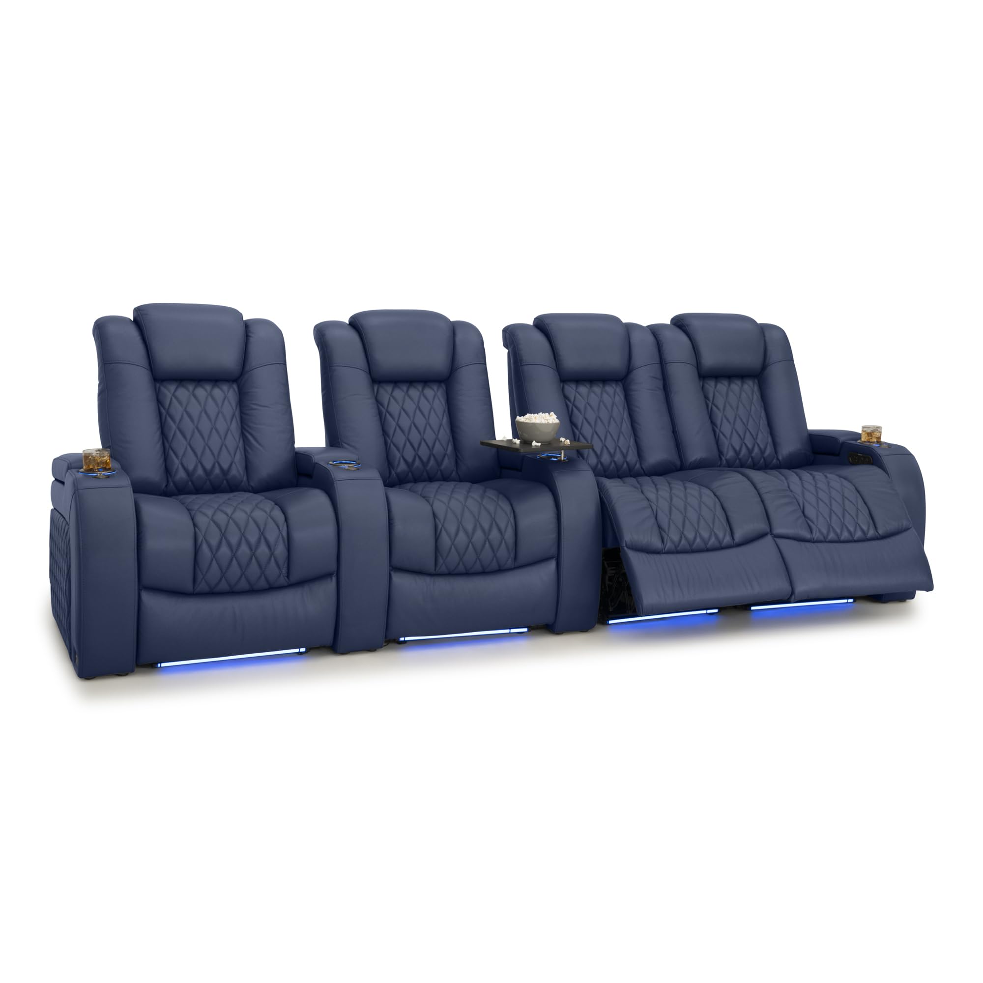 Seatcraft Diamante Home Theater Seating Navy Blue Row of 4 Right Loveseat