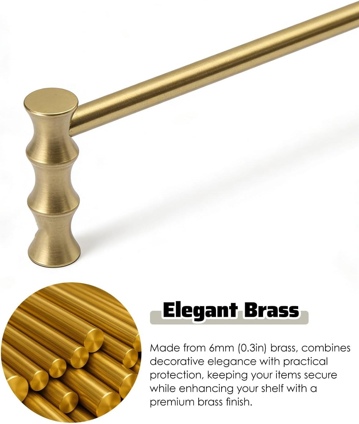 Set of 4 Antique Brass Gallery Rails with Posts for Desk, Shelf, Cabinet, Bathroom & Kitchen - 80in Floating Shelves, Prevents Items from Falling, Elegant Home Display