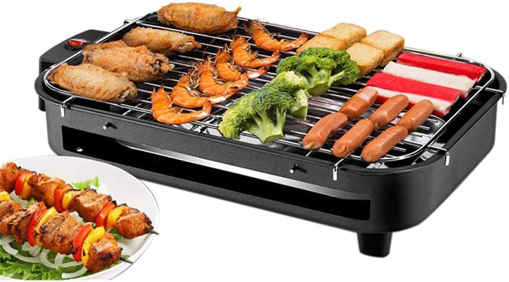 Electric BBQ Grill, Barbecue Machine, Non-Stick Double U-Shaped Heating Tube, Smokeless, Portable, Easy to Clean, for Indoor or Outdoor