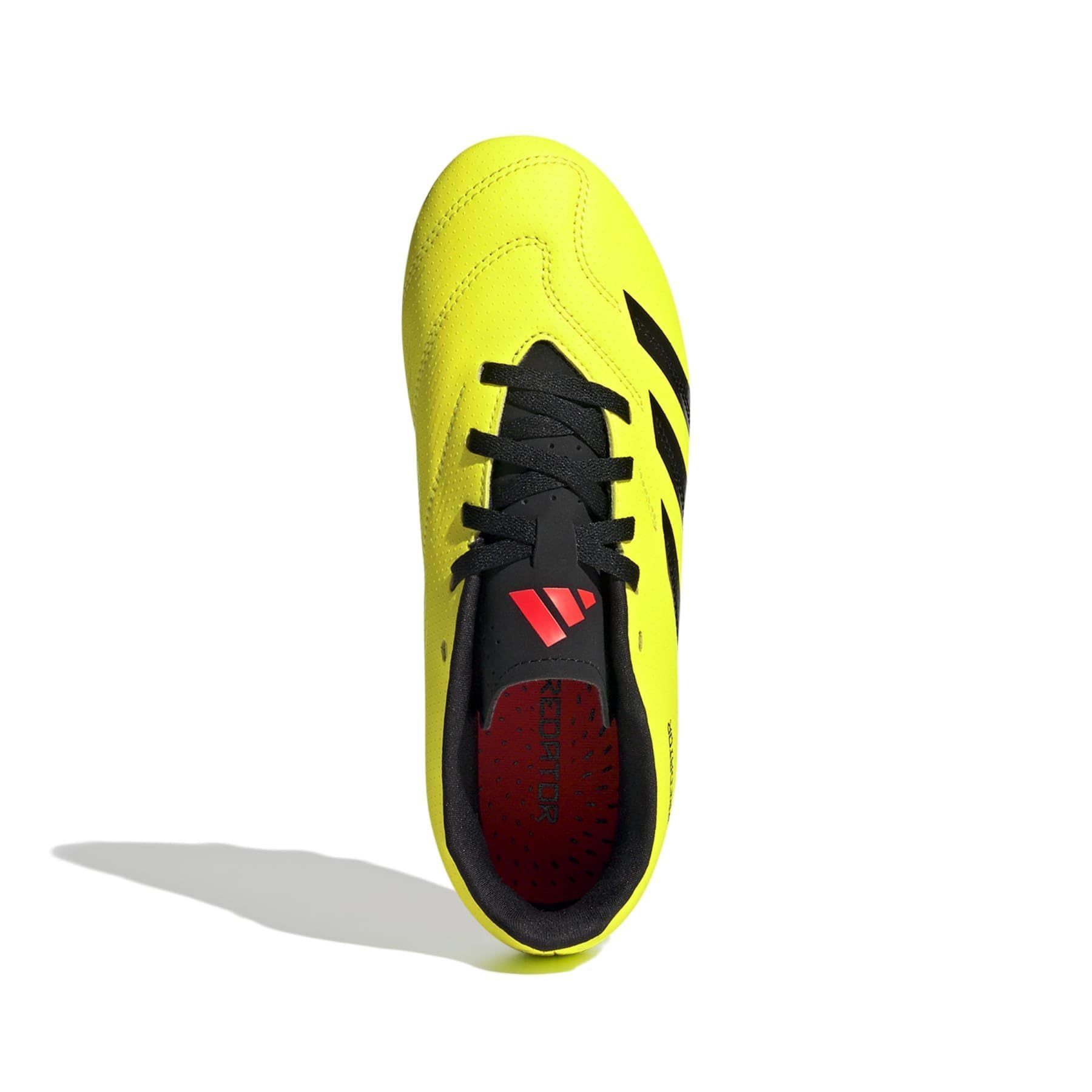 adidas Club Predator 24 Flexible Ground Sneaker, Team Solar Yellow/Black/Solar Red, 6 US Unisex Big Kid