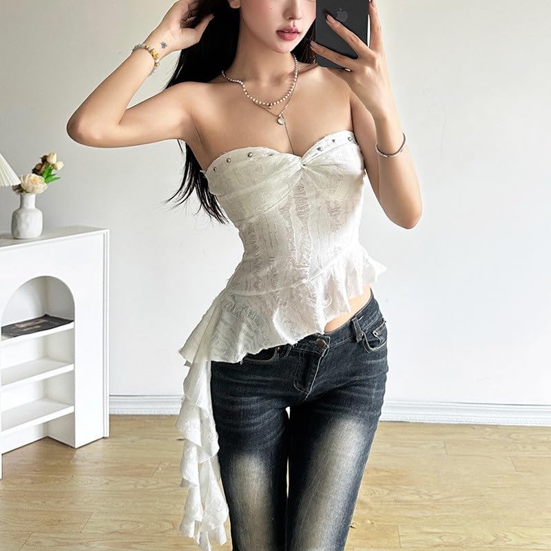 Women's Vest Sexy Backless Fashion Collar Wrap Fringe Tights Shapewear Camisole(Small)