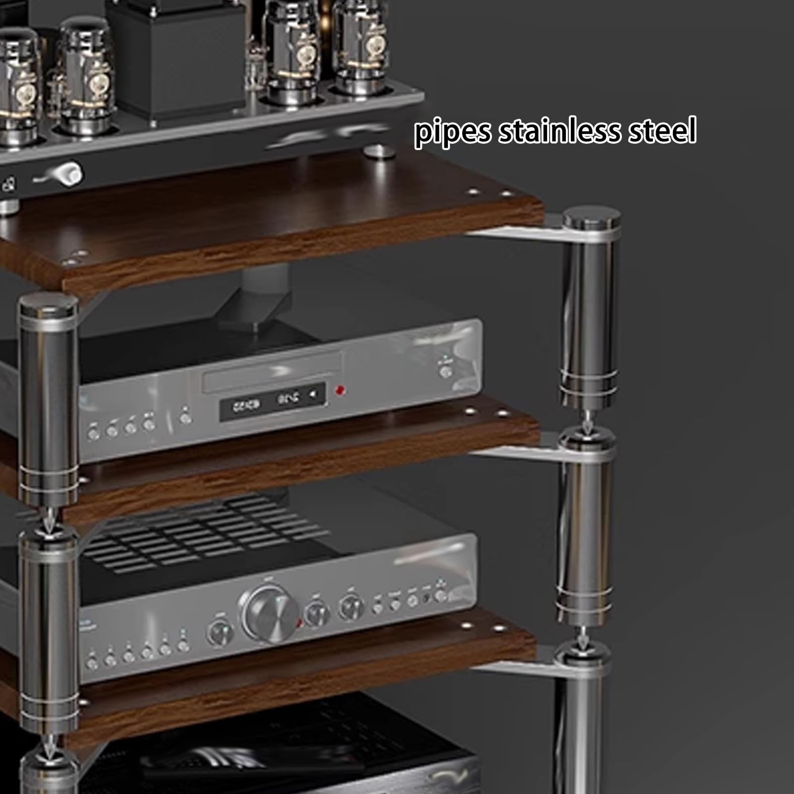 Soporte AV de Alta Resistencia, Bastidores de Audio de Diseño Abierto con Clavijas Que Absorben Los Golpes, Bastidor de Componentes de Audio(Natural,1 Tier 11cm/4.3in)