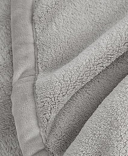 Berkshire Serasoft Plus Plush Polyester Blanket, Grey Full/Queen