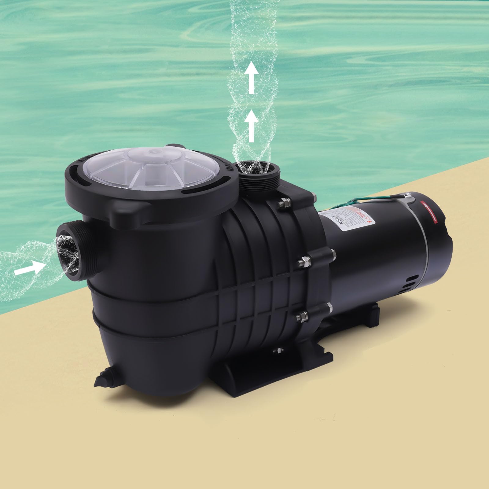 1.5HP 110-120V Filter Pump 6000GPH Inground Swimming POOL PUMP MOTOR w/Strainer,60HZ Silent Operation