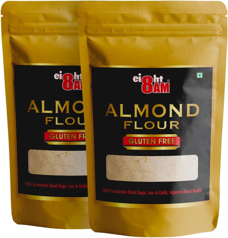 8AM Natural Almond Flour, Gluten Free, Made with Hand Picked Fine Almond Powder, 980 GM Set of 2