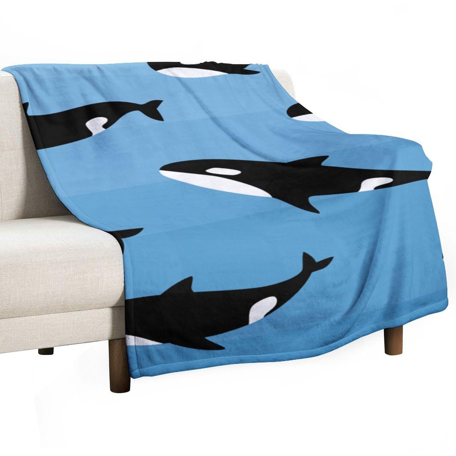 Hxwokrum Flannel Blanket, Cute Killer Whale Throw Blanket for Couch Sofa Bed Office, Soft And Comfortable Without Pilling