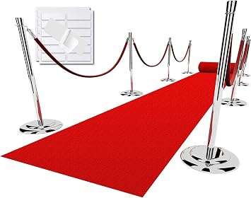 EZLucky Red Carpet Runner for Party, 2.6X30 ft, 130 GSM Felt Non-Woven Fabric, Hollywood Red Carpet for Event, Aisle Runner for Wedding Ceremony, Movie Theme Party Deco, Red Runway Rug for Prom | Extra-long 30 ft runner with double-sided tape for wedding aisles, award nights, ceremonies and large event entrances