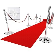 EZLucky Red Carpet Runner for Party, 2.6X30ft, 130GSM Felt Non-Woven Fabric, Hollywood Red Carpet for Event, Aisle Runner for Wedding Ceremony, Movie Theme Party Decorations, Red Runway Rug for Prom