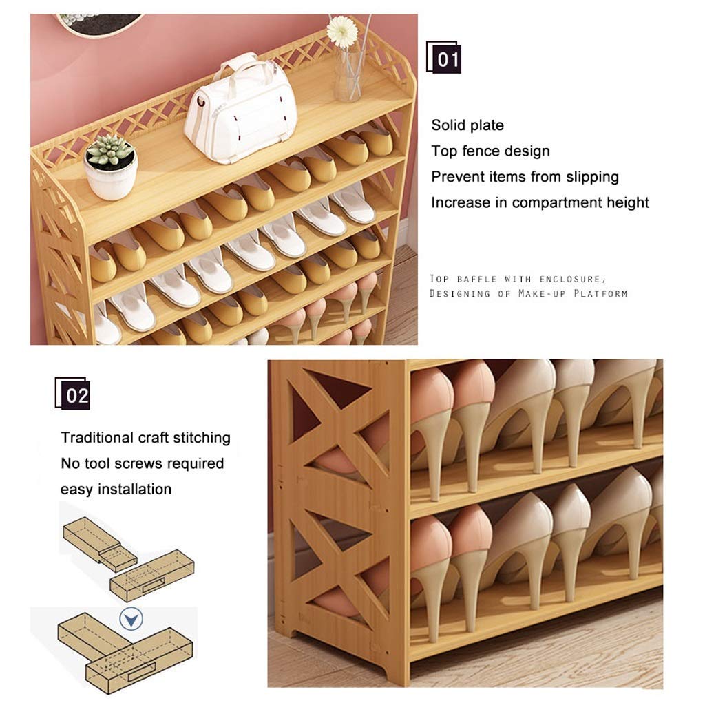 Scarpiere Scarpiera Facile da montare Scarpiera a 5 strati per uso domestico Scarpiera economica multifunzionale Risparmia spazio Alto 80 cm e volte; Larghezza 60 cm (colore naturale)