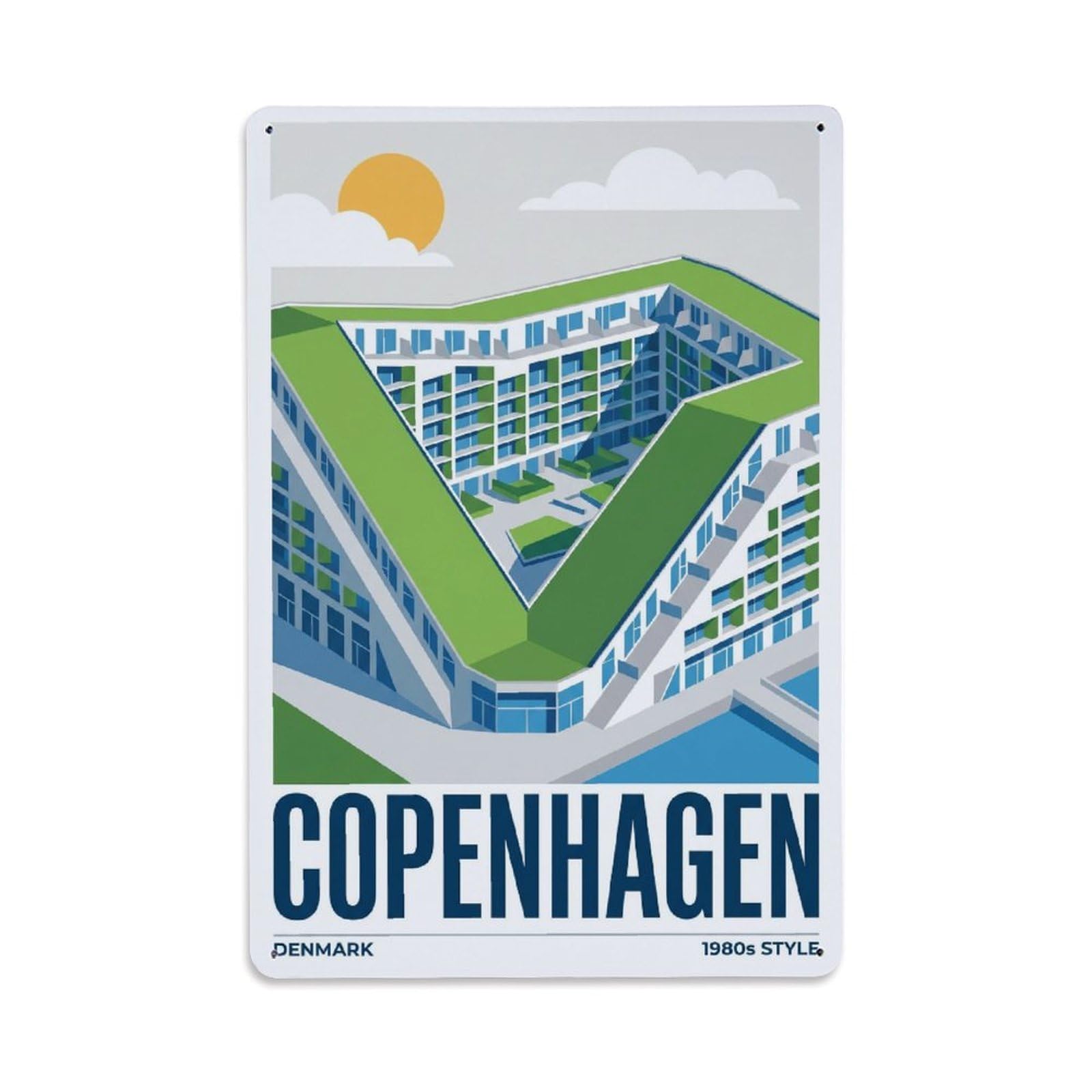 Este 8X12inch Style Vintage Travel Copenhagen Denmark Modern Metal Tin Sign