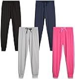 Girls Sweatpants - 4 Pack Super Soft Girls Activewear Performance Jogger Pants: Made in USA (Sizes: 5-18)