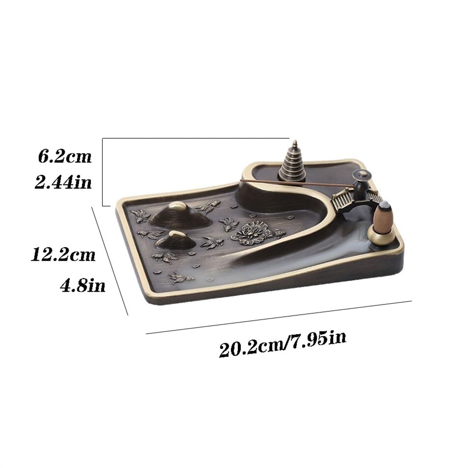 Elegante Quemador de Incienso reflujo Cobre Retro Alta Gama, Quemador Zen Multifuncional, decoración Escritorio for Oficina Estudio Incensario