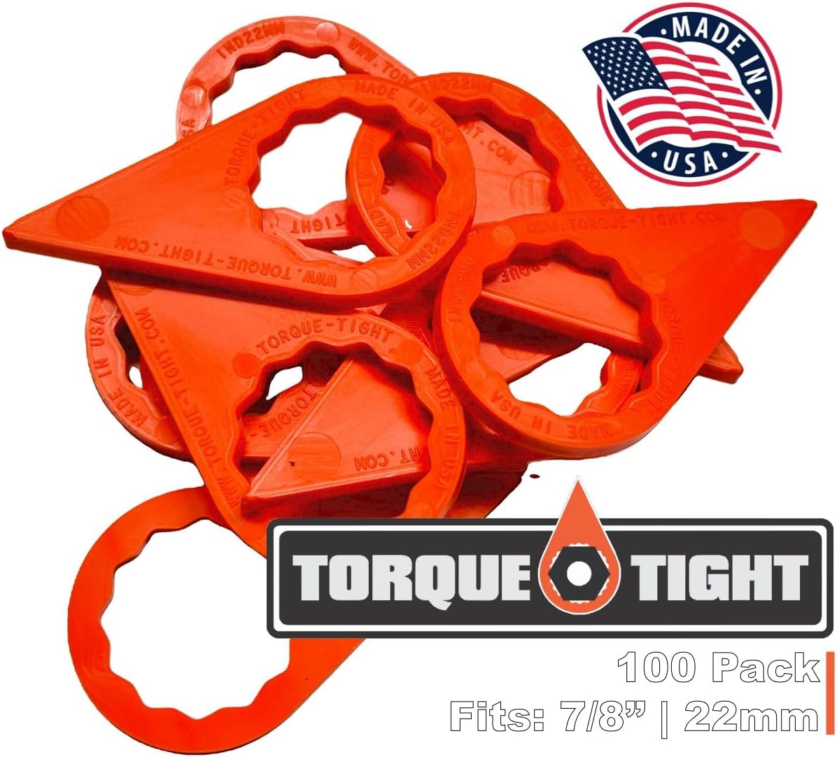 Torque-Tight™ 22mm (7/8") Lug Nut Indicators, 1/8" Thick – Visual Safety Markers for Wheel Torque – Commercial Fleet & Trailer Use – Made in USA (Orange)