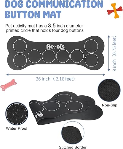 Miniatura 5 de Botones para perros para comunicación, juego de 8 botones parlantes para perros, botones de entrenamiento con zumbador para mascotas de voz grabable