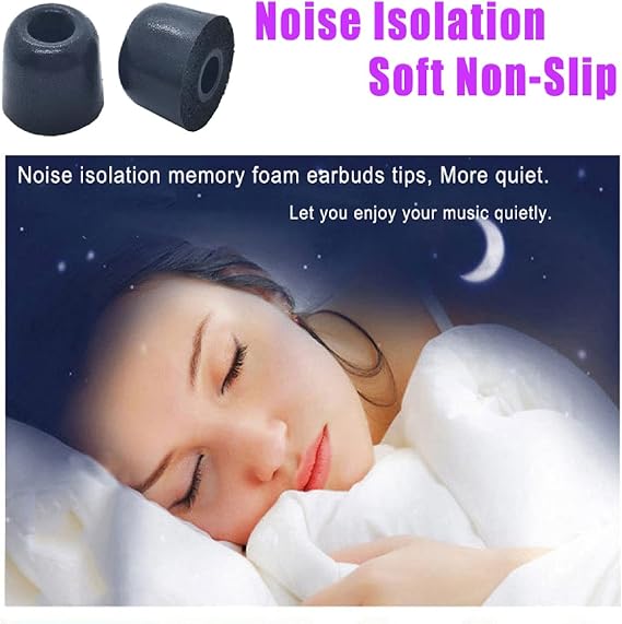 Luckvan Memory Foam Tips Replacement Earbuds Tips Isolation Noise Replacement Ear Tips Fit 5mm-7mm Nozzle in-Ear Earphones with Storage Box, 3 Pairs LMS