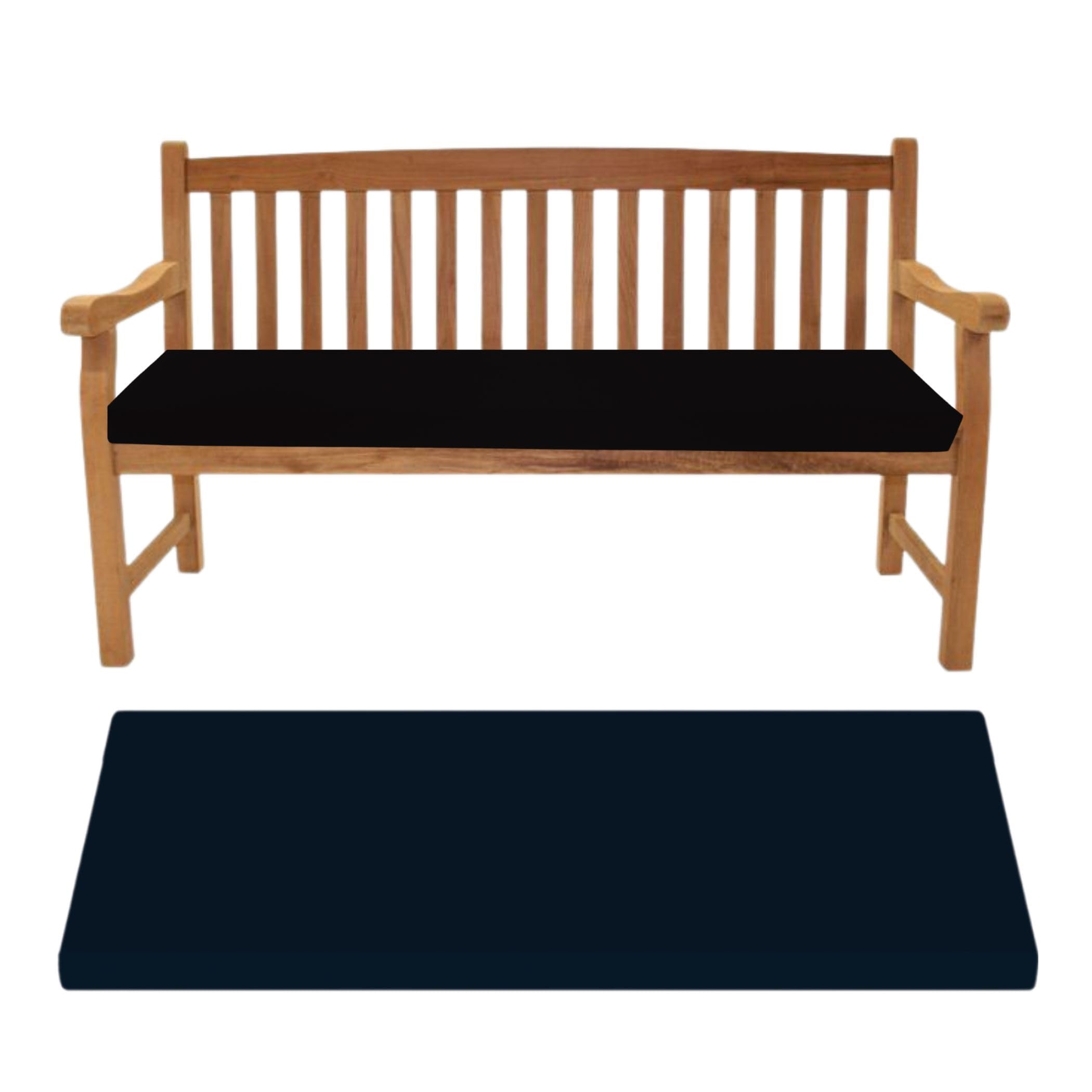 Water-resistant Garden Bench Pad for Outdoor/Indoor Seat Cushion, Zipped, Removable Cover – Durable, Foam Padding for Garden, Patio, Dining, Entryway Benches (Black, 2 Seater 108 x 45 x 6 cm)