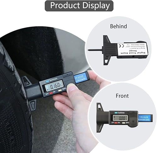 Miniatura 6 de Medidor digital de profundidad de banda de rodadura de neumáticos, calibre de profundidad de banda de rodadura de neumáticos, calibre digital de