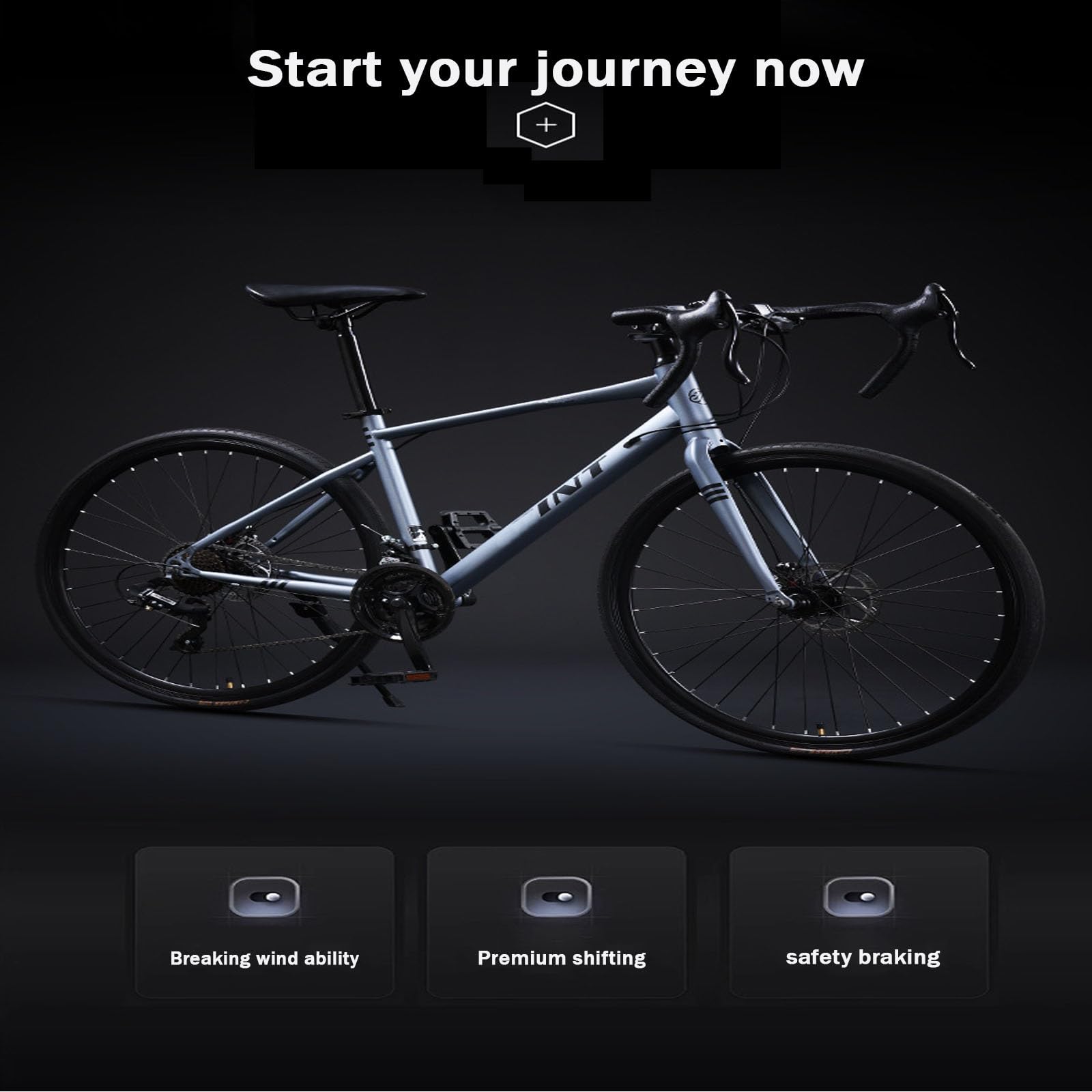 Bicicleta de Carretera for desplazamientos Diarios Ruedas 700C, Cambio de 27 velocidades, Frenos de Disco Dobles, Bicicleta de Carreras con Cuadro de Acero de Alto Carbono liviano for Hom