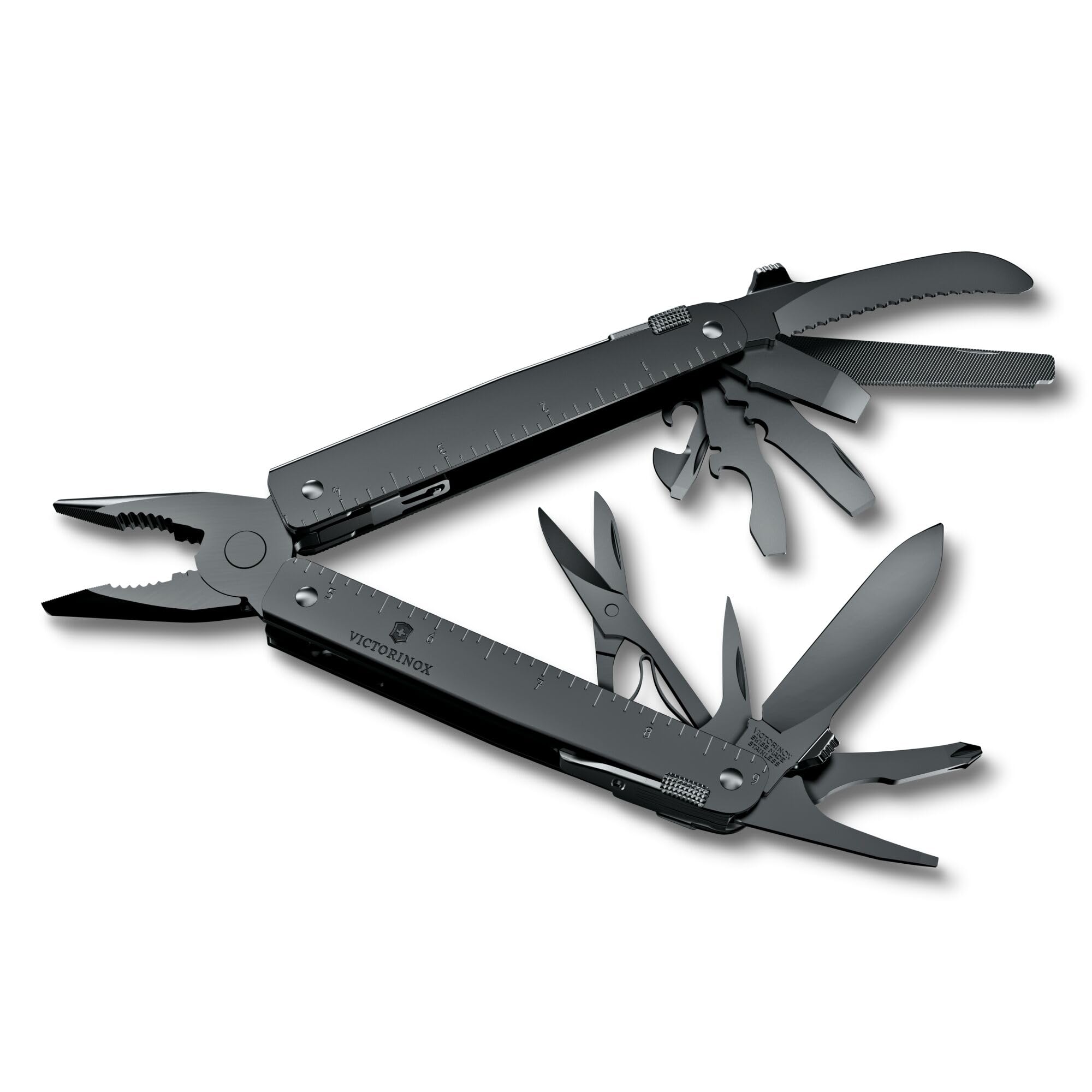 VICTORINOX MXBS Swiss Tool Spirit Szwajcarski scyzoryk, 26 funkcji, narzędzie wielofunkcyjne, w zestawie szczypce, śrubokręt, otwieracz do puszek, nylonowy futerał na pasek, srebrny