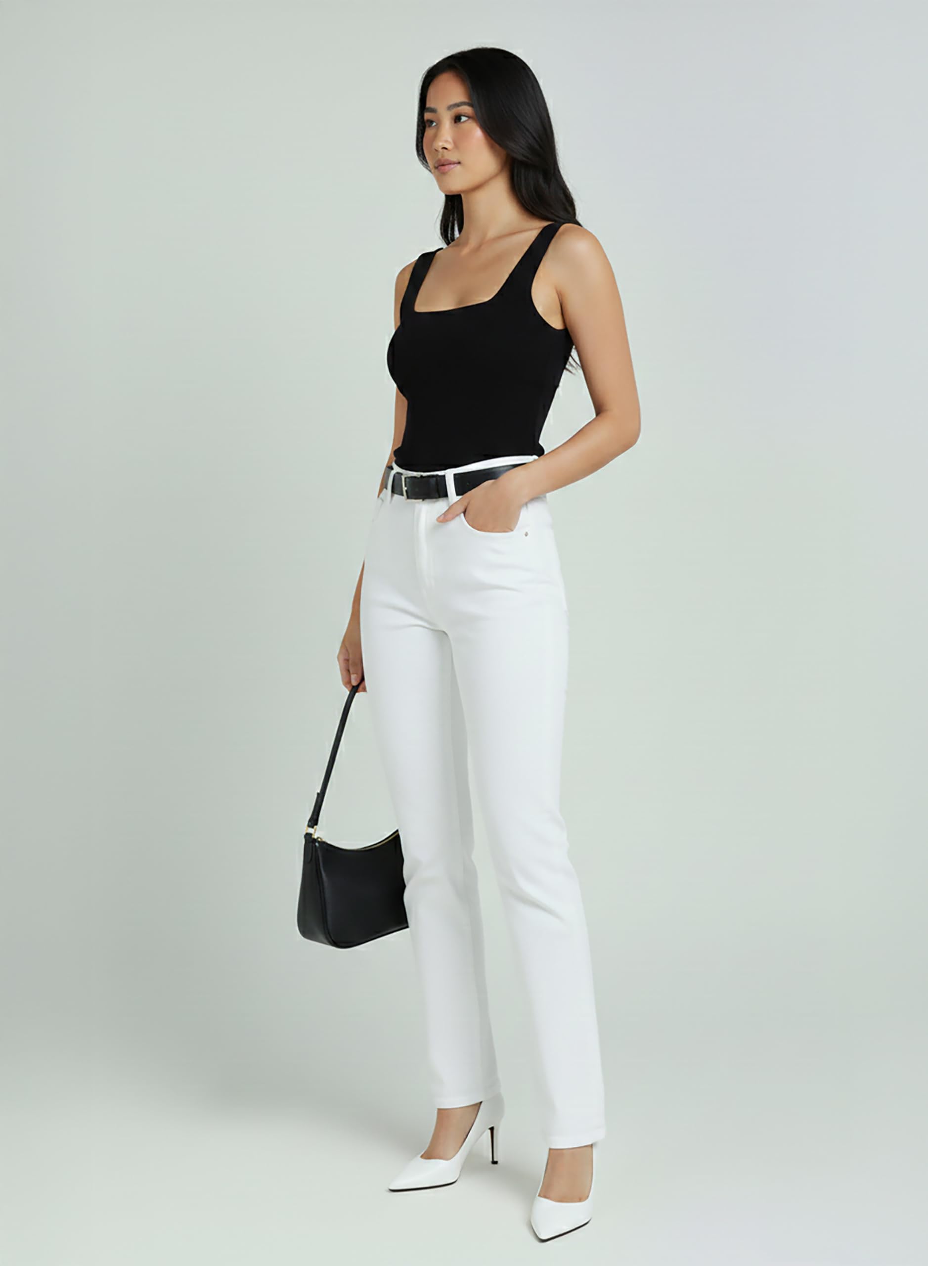 ESRA Straight Leg Jeans Damen Jeans High Waist – Premium Stretch Jeans Damen aus extra weicher Baumwolle