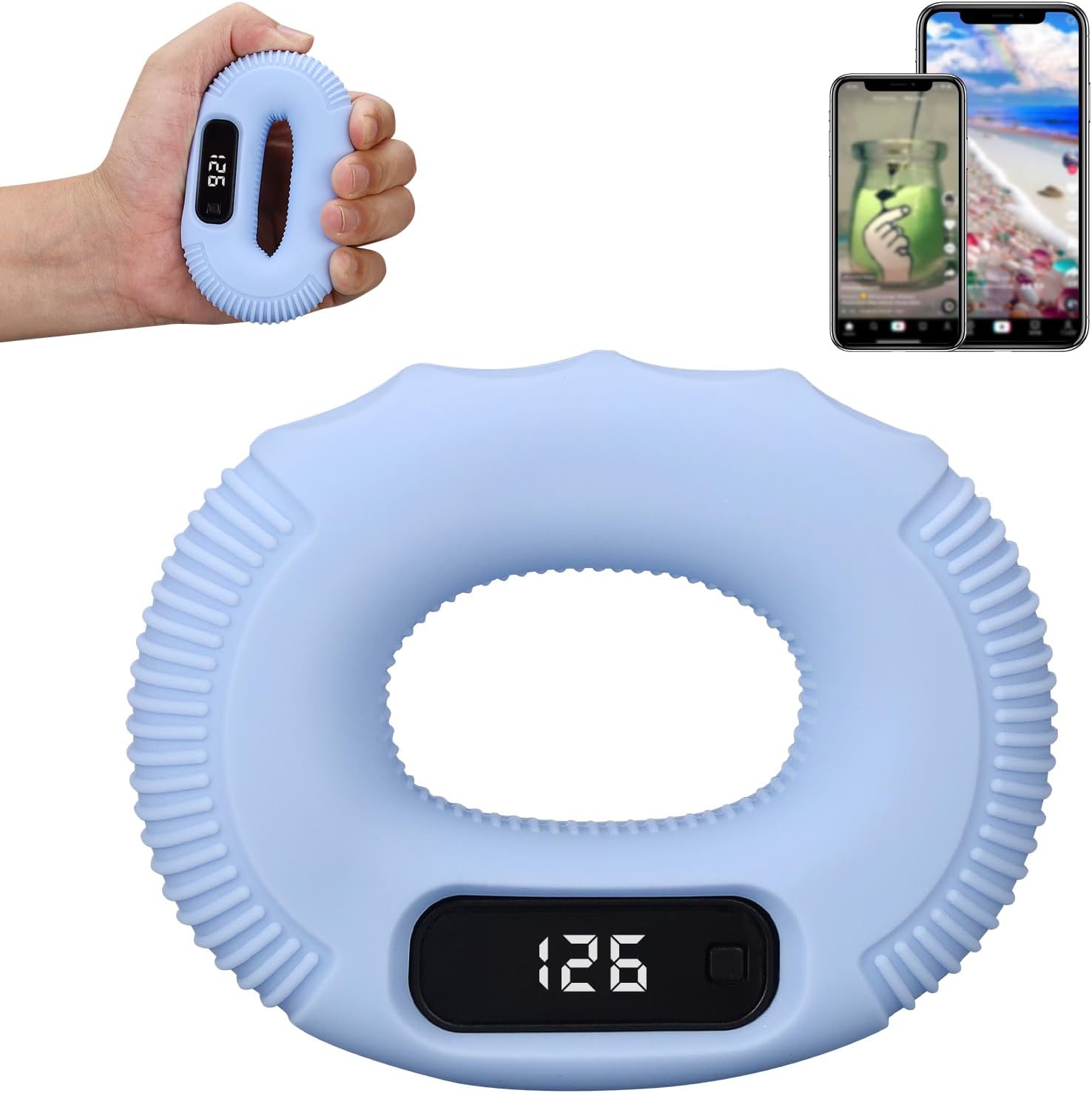 Hand Grip Strengthener, Hand Exerciser, Grip Strength Trainer Ring Blue