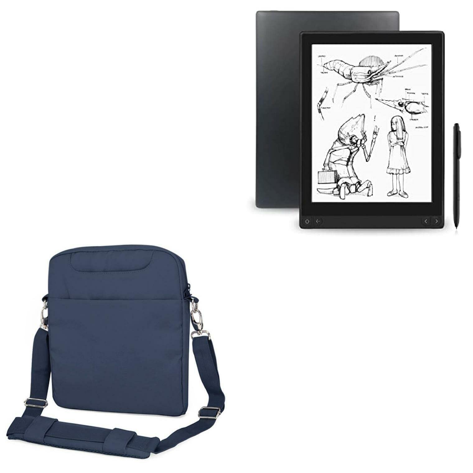 BoxWave Case Compatible with Boyue Likebook Mimas - Encompass Urban Bag, Over Shoulder Messenger Straps Handle Bag Pockets - Navy