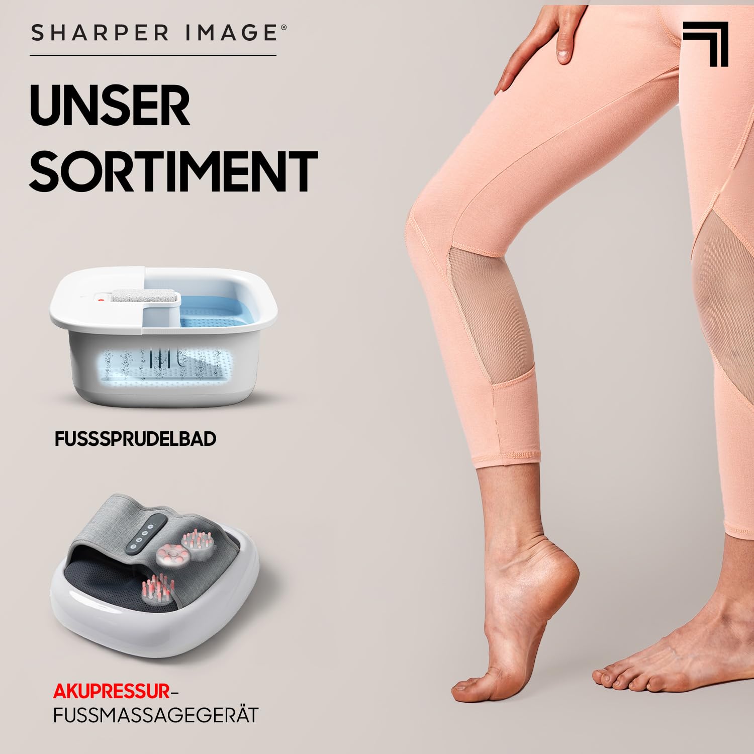 SHARPER IMAGE - Fußsprudelbad mit Massage - Wärmefunktion - Schaumbad - Massage & Entspannung - Fußreflexzonenmassage - Massagegerät für füße - Geschenk für Frauen - Geschenk für Männer