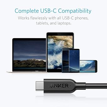 Anker USB-C to USB-C 3.1 Gen 2 Cable (3ft) with Power Delivery, for iPhone 15Pro/15ProMax/15/15Plus Apple MacBook, Huawei Matebook, iPad Pro 2020, Chromebook and More Type-C Devices/Laptops