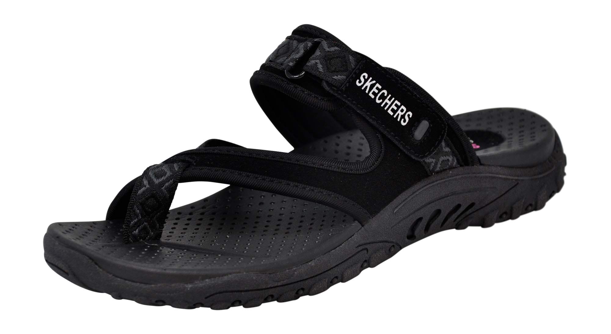 Skechers Women's Reggae-Trailway Flip-Flop, Black, 12 B(M) US