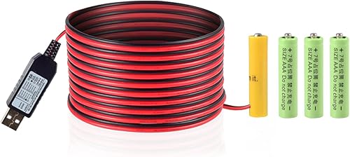 Miniatura 8 de Kit de reemplazo de eliminador de batería USB AAA de 5 V a 3 V, convertidor de fuente de alimentación 2 cables de conexión AAA de 78 pulgadas