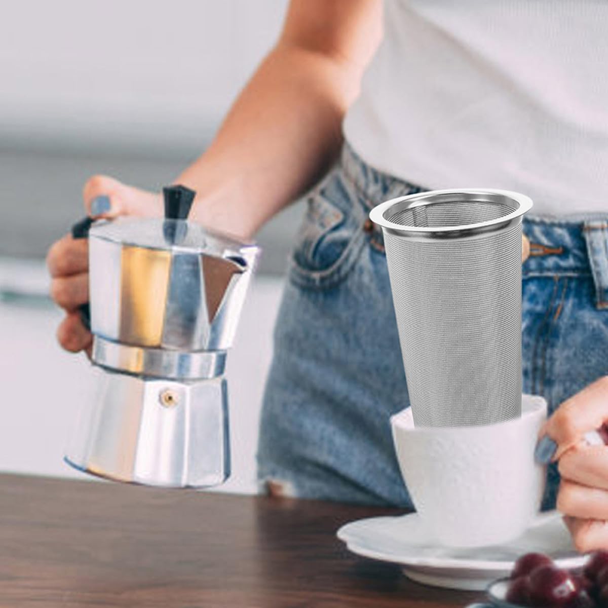 Sewroro 2 Piezas Filtro Reutilizable para Tarro Mason de Boca Ancha Infusor de Malla de Acero Inoxidable Café Frío y Té de Compatible Mayoría de Frascos