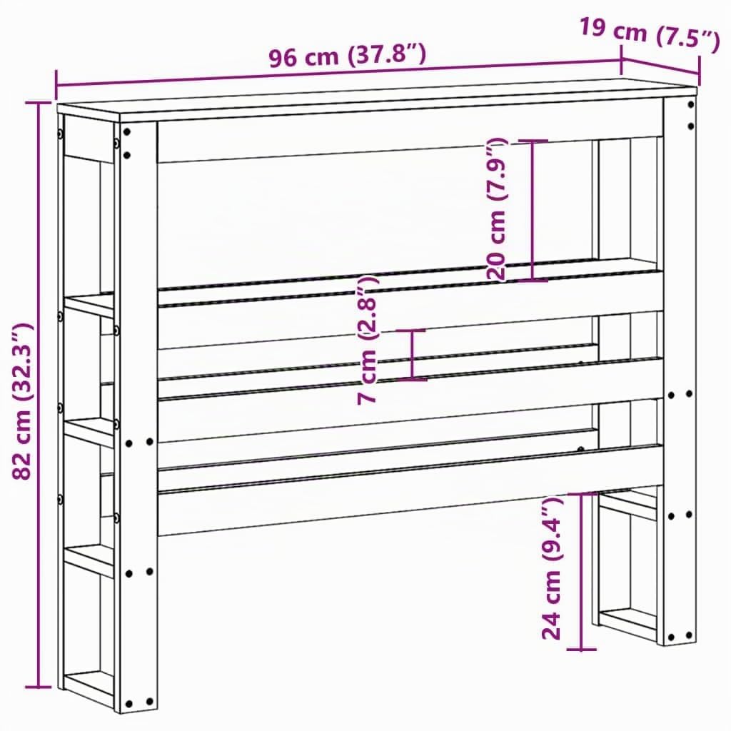 vidaXL Cabecero de Cama con estantes Madera Maciza de Pino 90 cm
