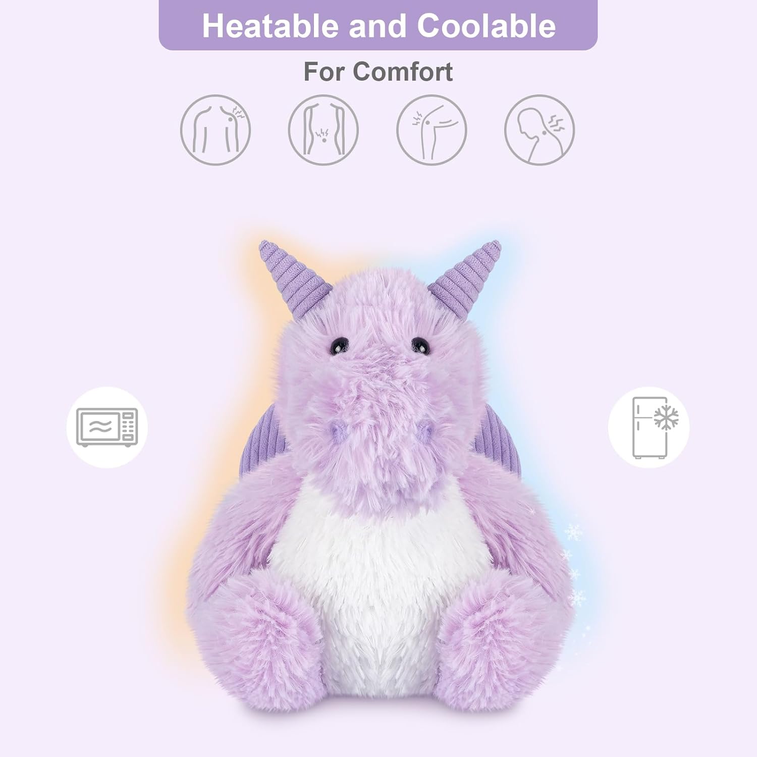 SuzziPals Heatable & Coolable Dragon Plush, Microwavable Heating Pad Stuffed Animal for Soothing & Relaxation, Dragon Gifts for Kids, Cute Plush Toys​