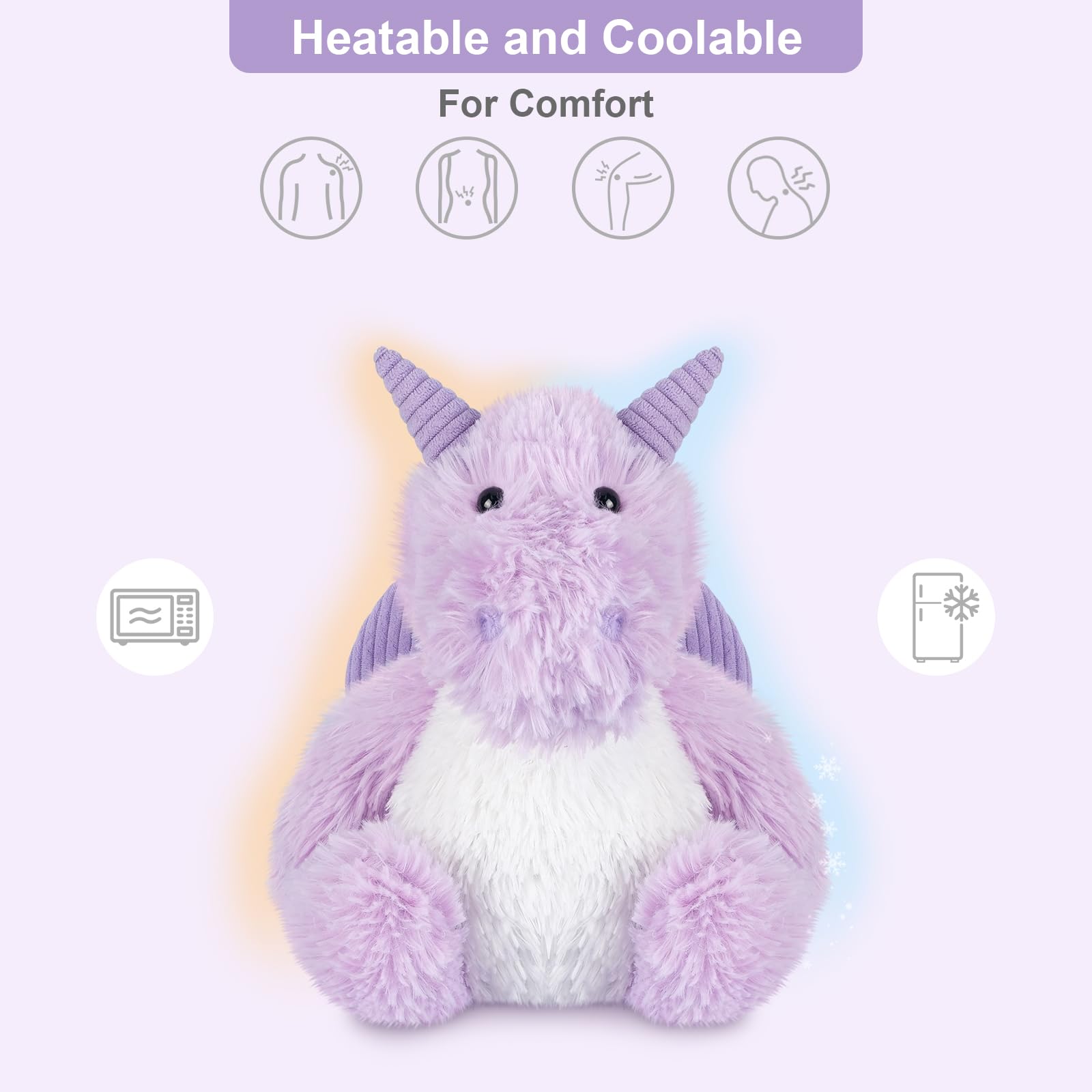 SuzziPals Heatable & Coolable Dragon Plush, Microwavable Heating Pad Stuffed Animal for Soothing & Relaxation, Dragon Gifts for Kids, Cute Plush Toys - Image 2