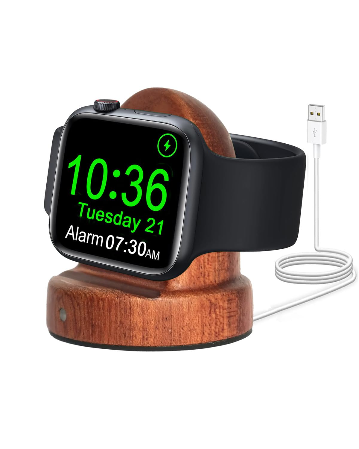 Wood Watch Charger Stand for Apple Watch,iWatch Charger Stand Fast Charging Dock,Compatible with Apple Watch Series 9 8 7 6 5 4 3 2 1 Se Se2 Ultra Ultra 2/(49/45/44/42/41/38mm),Gift for Men Women
