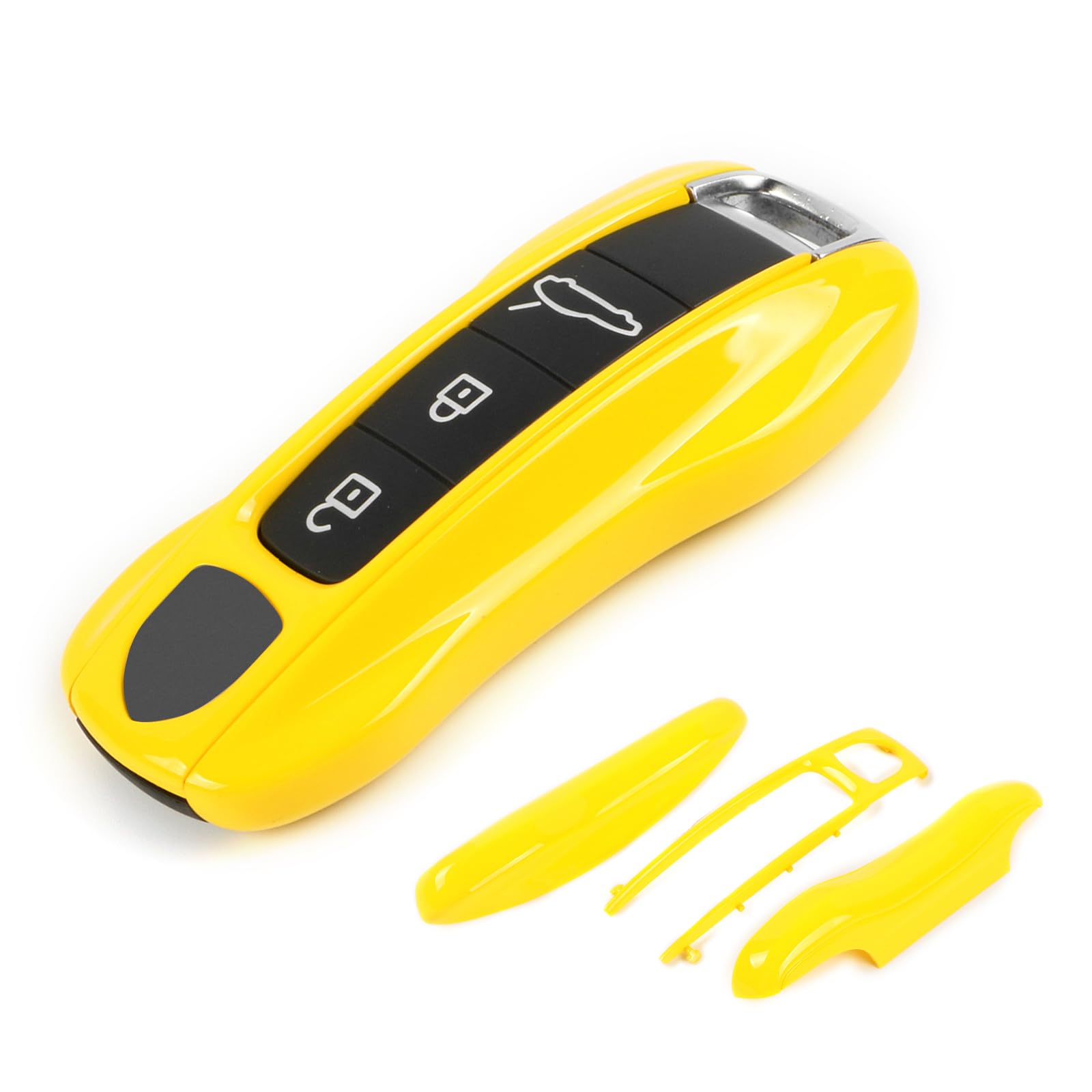 Racing Yellow Key Fob Cover Compatible with Porsche Cayenne 2018-2025 Panamera 2017-2024 911 2019-2023 Taycan 2019-2024 Compatible with Porsche Key Cover