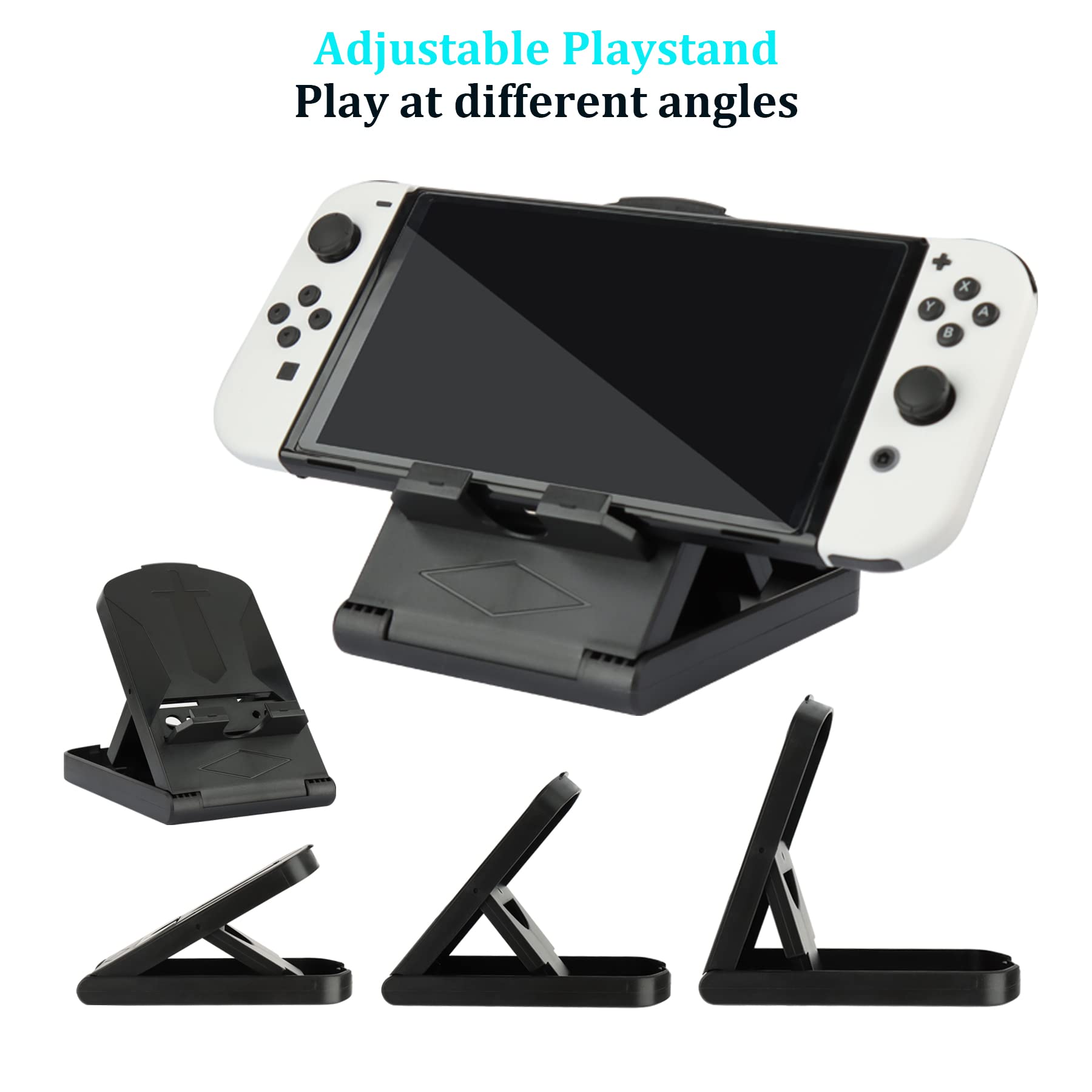 Accessori Bundle Party Pack per Nintendo Switch OLED Model(2021), Kit con custodia per il trasporto, Joy Con Charging Dock&Grips&Covers, Volanti, Montaggio, Protezioni per schermo, Tappi (23 in 1)