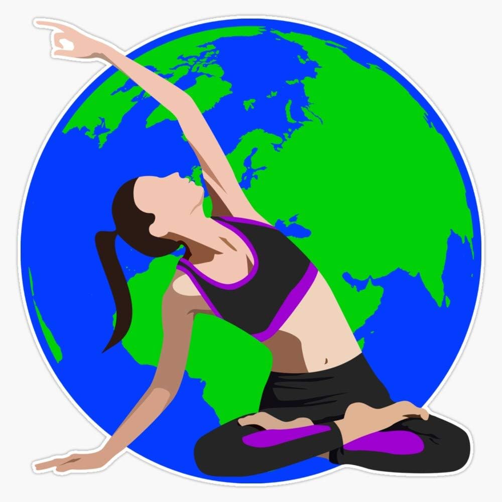 Yoga World Pose Globe Design Waterproof UV Resistant Magnetic for Car Durable 5 Inch Reusable Magnet