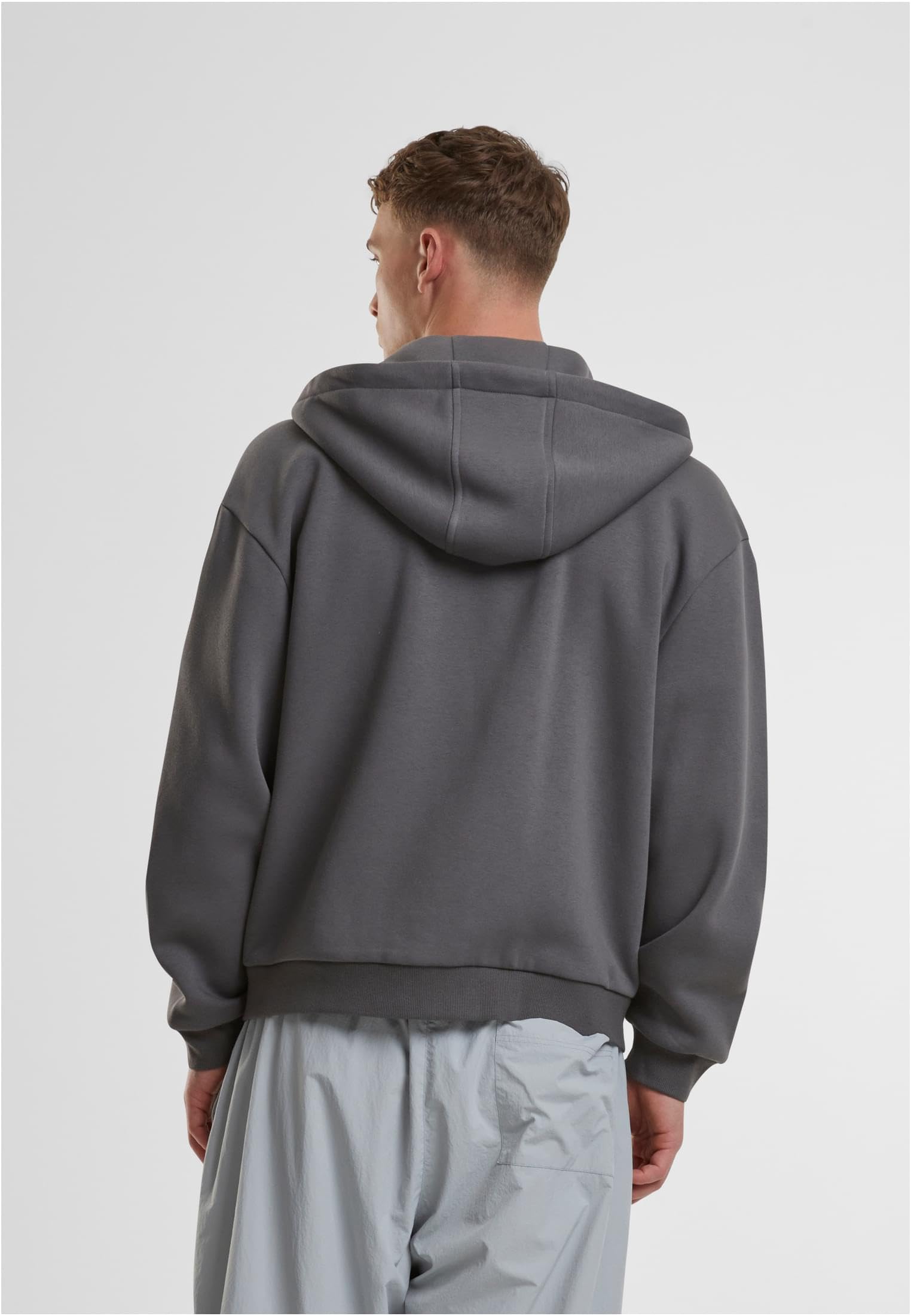Urban Classics Męska bluza z kapturem Fluffy Zip Hoody, puszysta bluza z kapturem z zamkiem błyskawicznym, bluza z kapturem dla mężczyzn, oversize fit, Magnet, XL