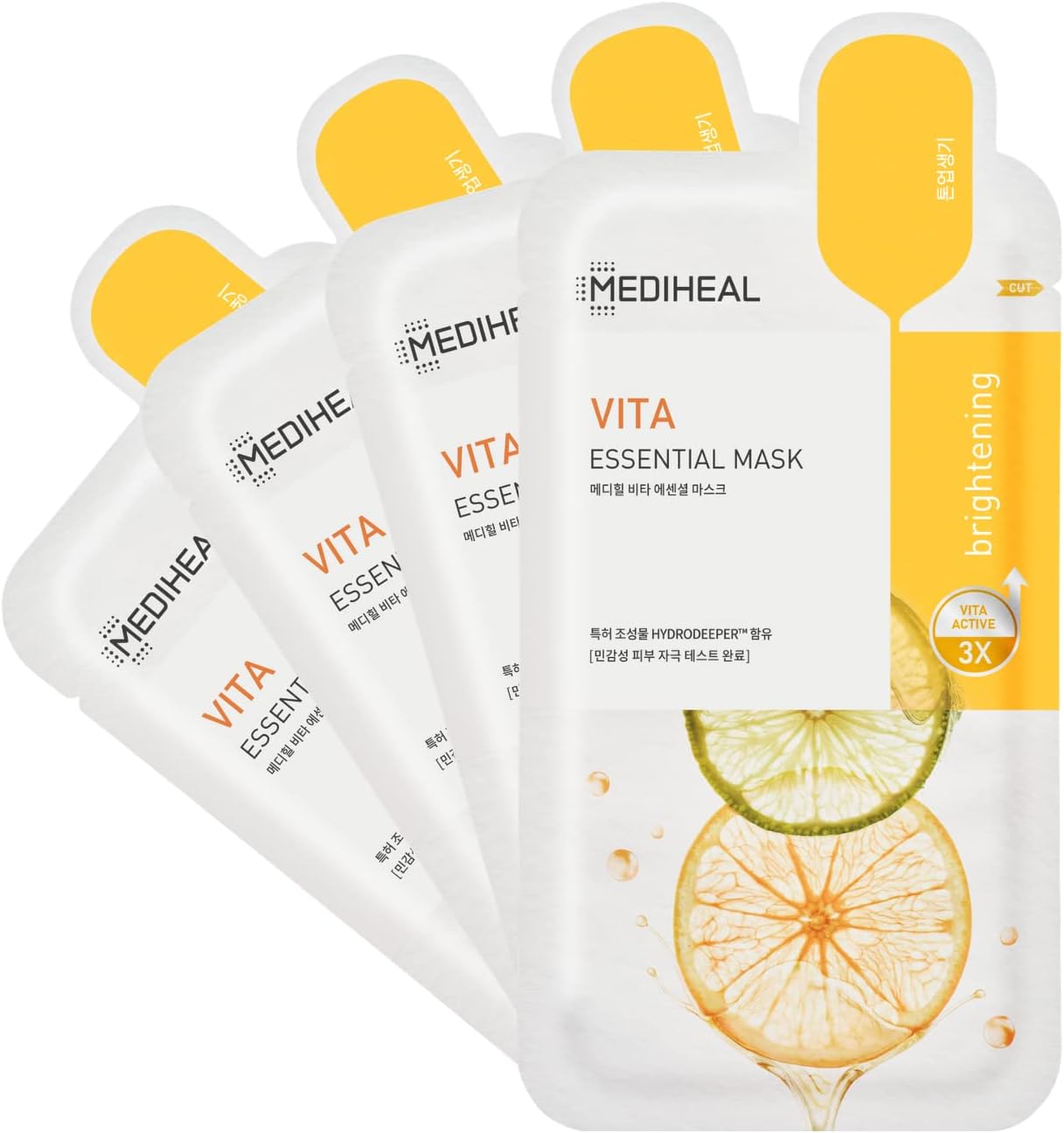Best Korean Sheet Mask - Vita Essential Face Mask 4 Sheets Vitamin Mask For All skin types Smoothing Tightening Toning up Brightening
