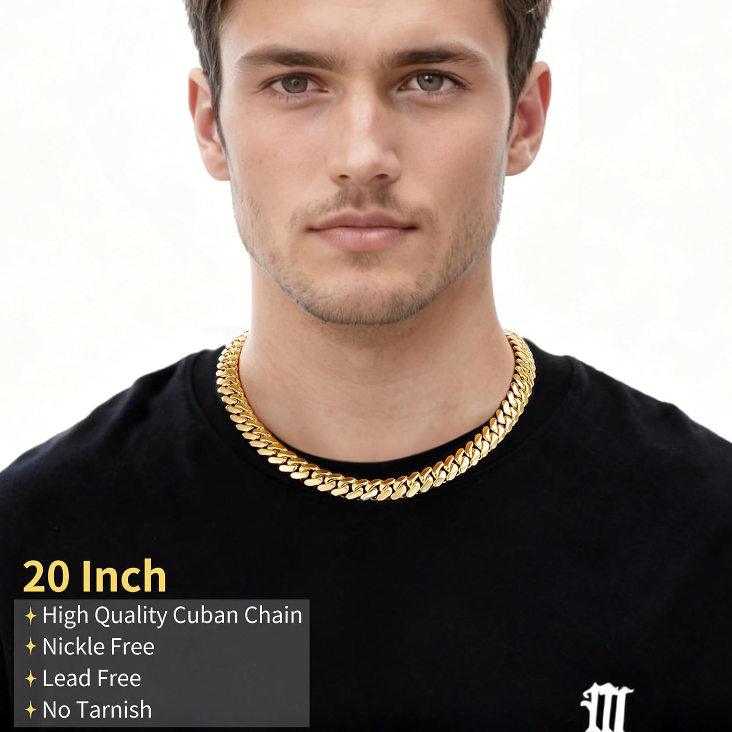 Cuban Link Chain For Men 18k Gold Plated Solid Silver/Gold Chain Men Necklace 10MM/12MM/14MM/16MM Thick Miami Cuban Chain Necklace No Tarnish& Durable Hip Hop Jewelry - Image 4