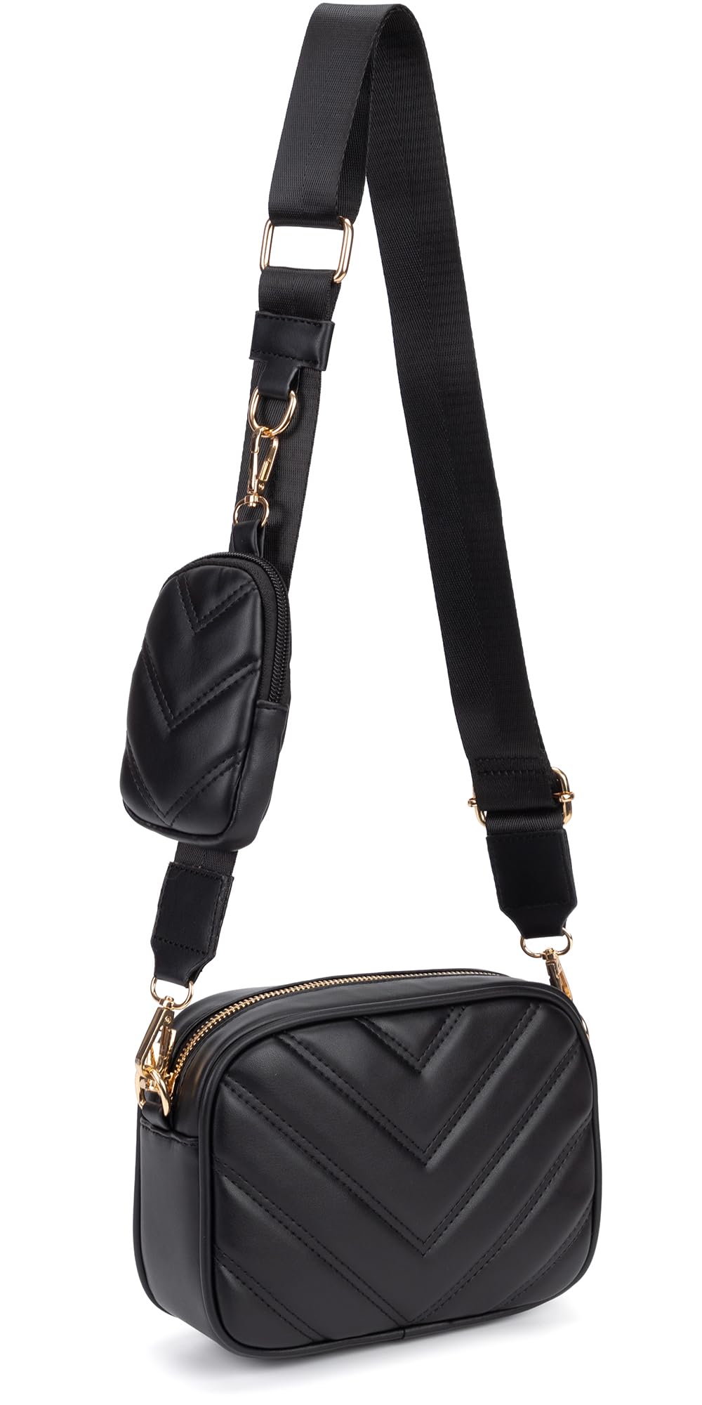 Small Quilted Crossbody Bags for Women Stylish Leather Purse Designer Handbag with Coin Pouch for Shopping, Dating, Traveling (Black)