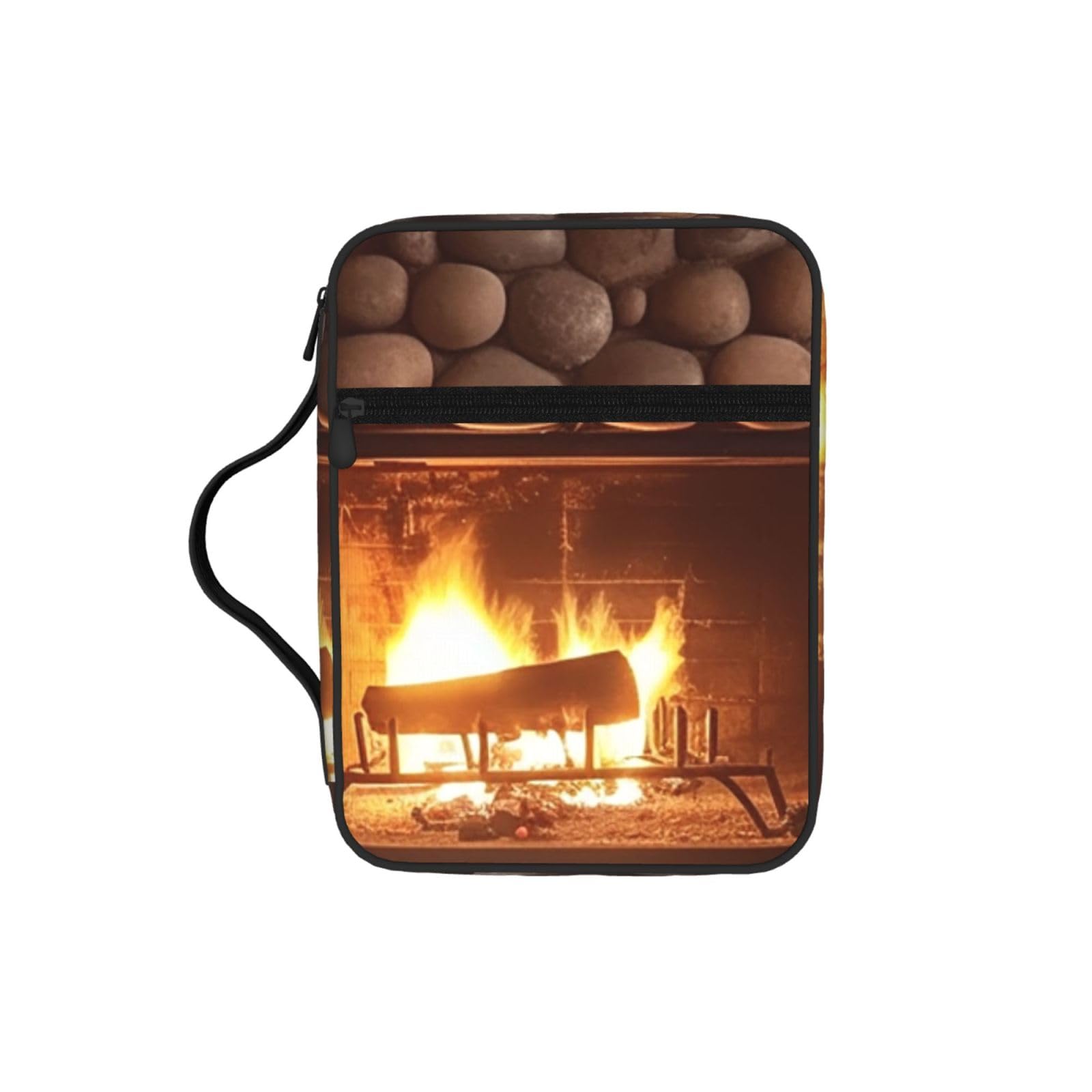 Christmas Fireplace New Year Bible Cover Case Waterproof Bible Bag With Handle Organizer Storage Book Cover For Bible Study