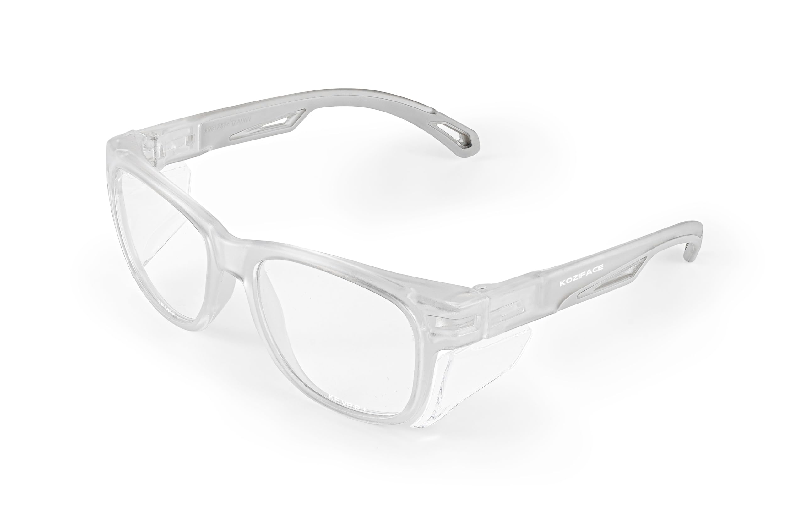 Koziface E52C Lunettes de sécurité pour homme et femme – Lunettes de protection élégantes anti-buée avec protections latérales – Verres transparents antidérapants – Certifié ANSI Z87.1 – Pour