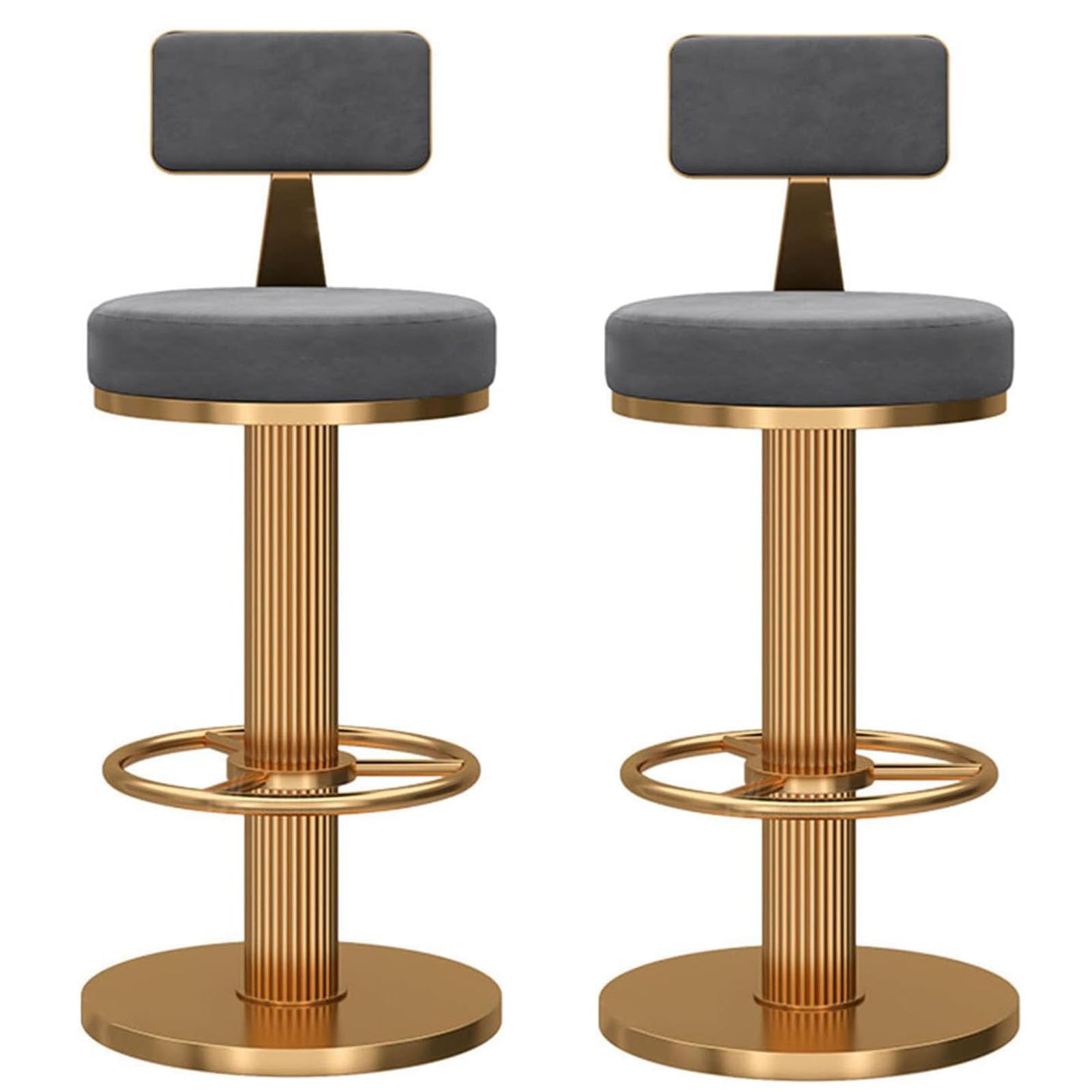 Tabourets de bar réglables avec dossier velours confort absolu et base 250 kg