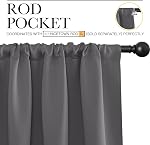 NICETOWN Blackout Rideaux 45 Inches Long Thermal Insulated pour Chambre, Rideaux de fenêtre d'obscurcissement de la chambre 2 Panneaux pour la cuisine, rideaux courts privatif Rod Pocket pour placard/lit superposé (W42 x L45, Gris)