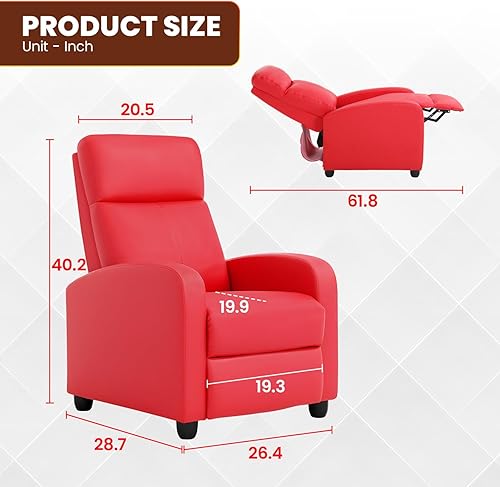 Miniatura 3 de FDW Silla Reclinable para Sala de Estar Asientos de Cine en Casa Sofá Reclinable Individual Salón Lectura con Asiento y Respaldo Acolchados